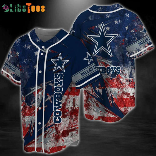 Dallas Cowboys Baseball Jersey, American Flag Pattern, Gifts For Dallas Cowboys Fans - Perfect Gifts For Your Loved Ones Jersey Shirt - Aopprinter