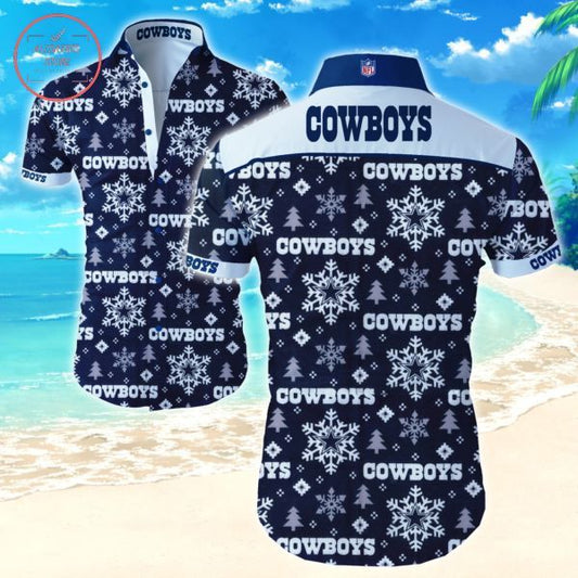 Dallas Cowboys Dance Amongst Sparkling Snowflakes Hawaiian Shirt