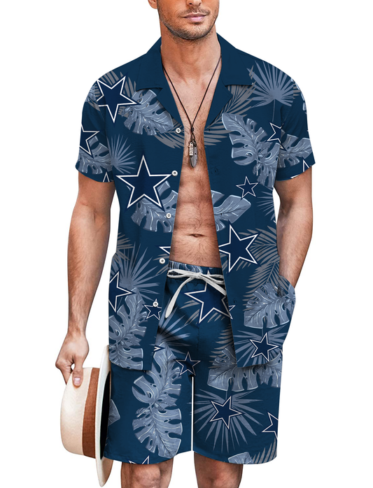 Dallas Cowboys Hawaiian Shirt Shorts Men's Beach Ready Set