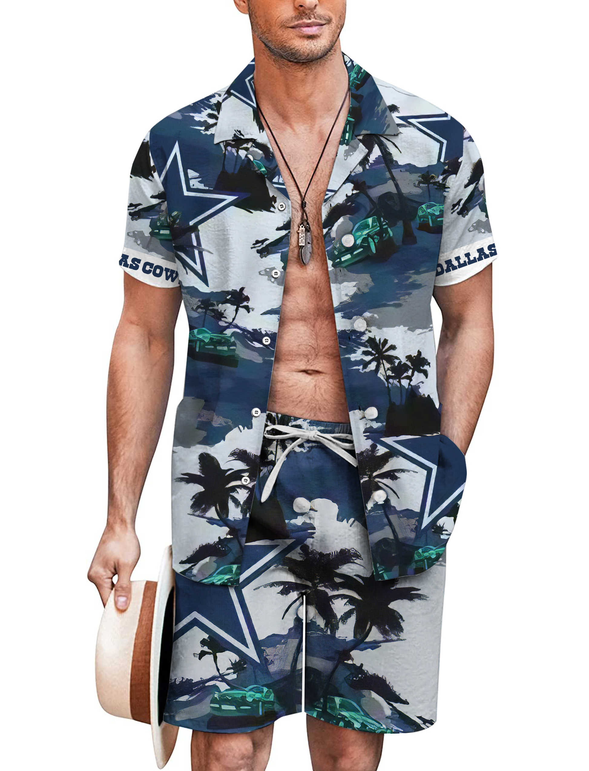 Dallas Cowboys Men's Beachwear Hawaiian Shirt Shorts Combo