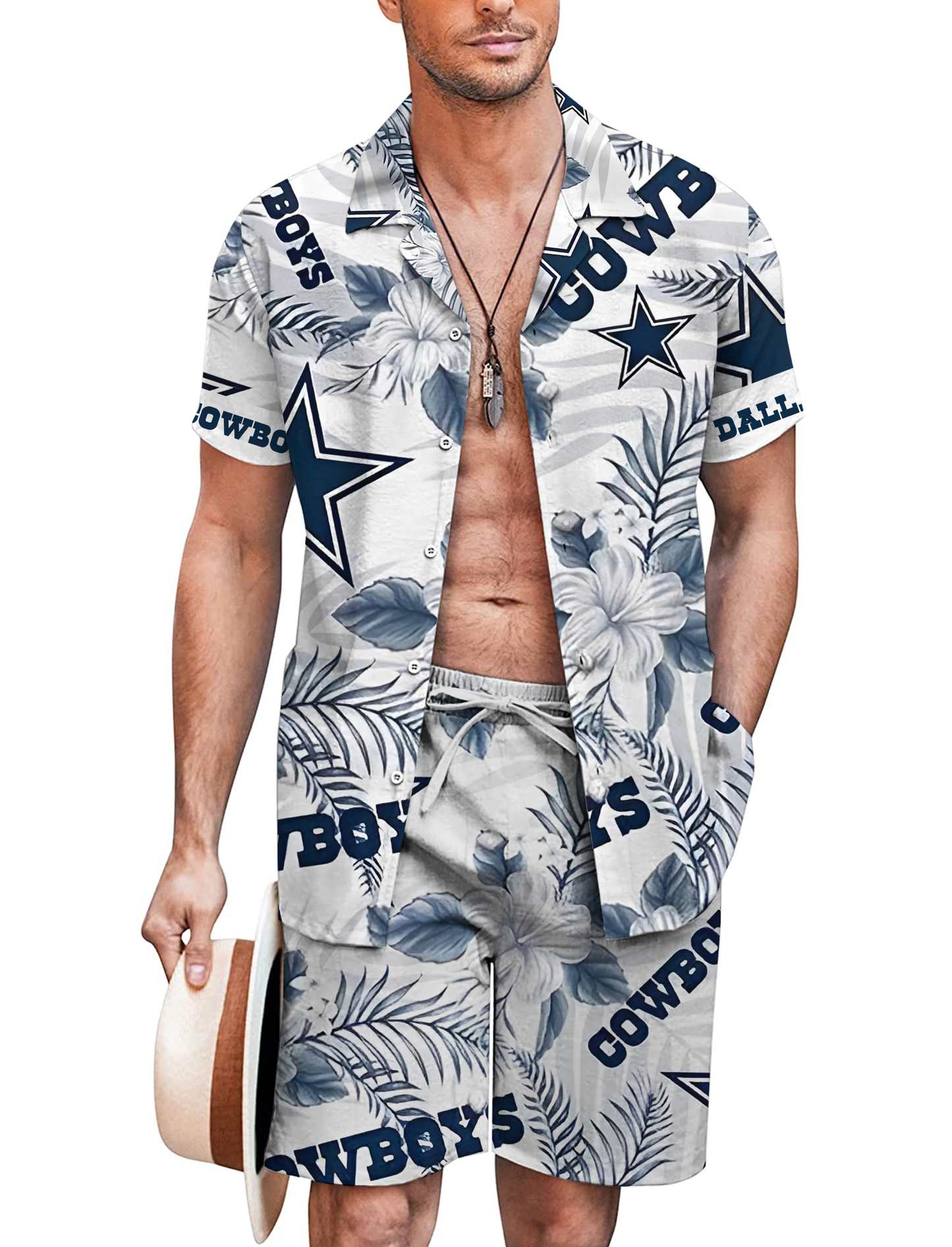Dallas Cowboys Men's Island Vibe Hawaiian Shirt Shorts Gear