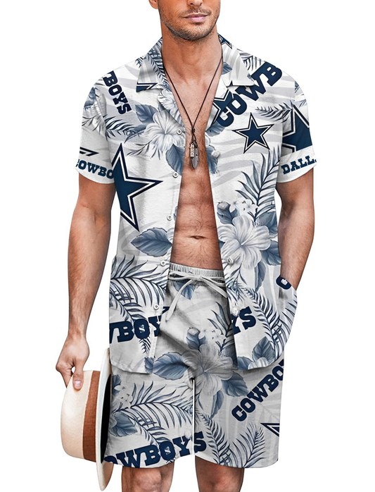 Dallas Cowboys Men's Island Vibe Hawaiian Shirt Shorts Gear
