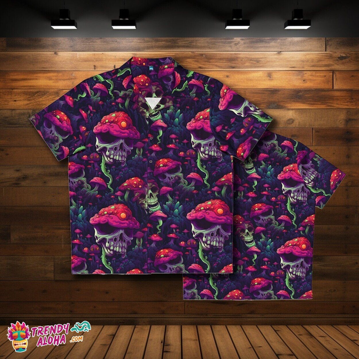 Dark Twisted Mushroom Spooky Men's Hawaiian Horror Movie Shirt