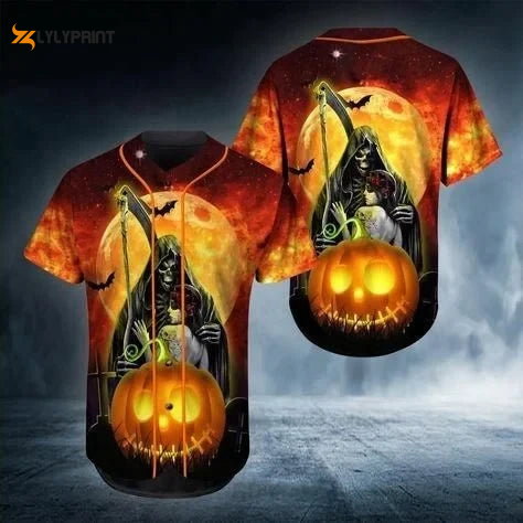 Spooky Death Halloween All Over Print 3D Unisex Baseball Jersey - Perfect Men Women s Gift - lylyprint.com