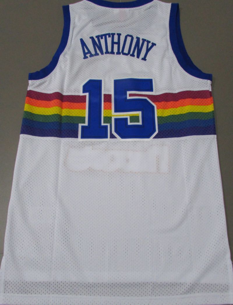 denver nuggets#15 nikola jokic Nuggets 15 # Rainbow Edition Anthony Classic Retro White Premium Mesh Jersey Style 2
