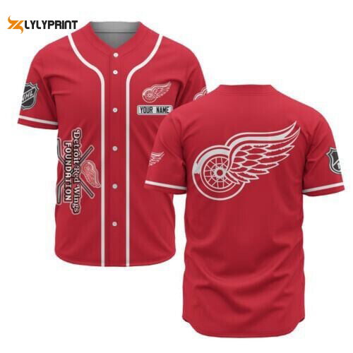 Detroit Red Wings Baseball Jersey Custom Name For Fans BJ0126 - lylyprint.com