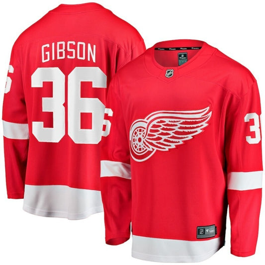 detroit red wings #36 john gibson home breakaway jersey - red