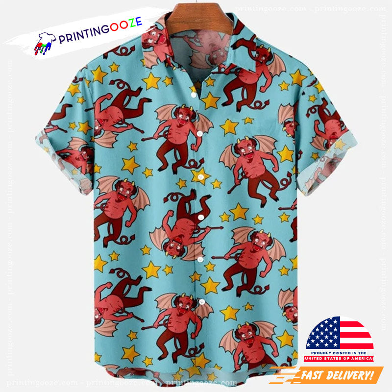 Devil Print Cool Halloween Hawaiian Shirt