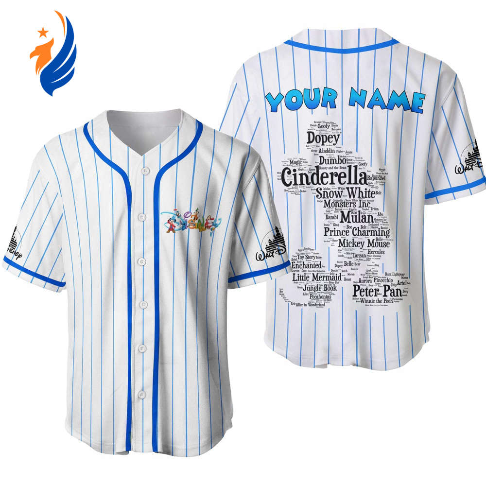 Custom Mickey Logo Baseball Jersey with Disney Characters Names – Personalized Shirt for Disney Fans - Bafud