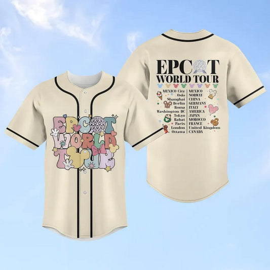 Disney Epcot World Tour 2025 Beige Baseball Jersey