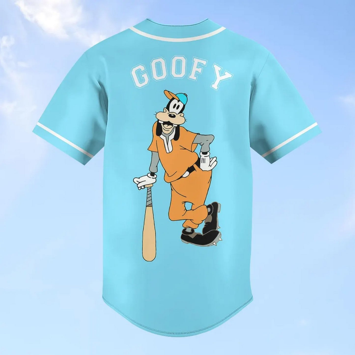 Custom Name Disney Goofy Blue Baseball Jersey