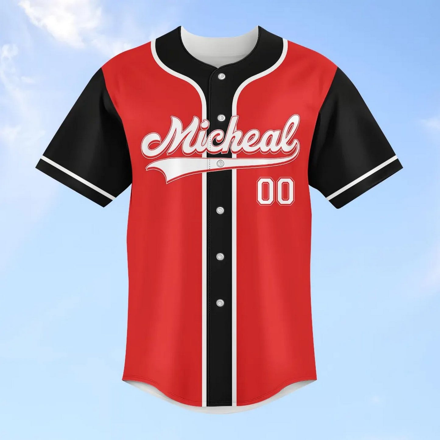 Custom Name Disney Mickey Mouse Black Red Baseball Jersey