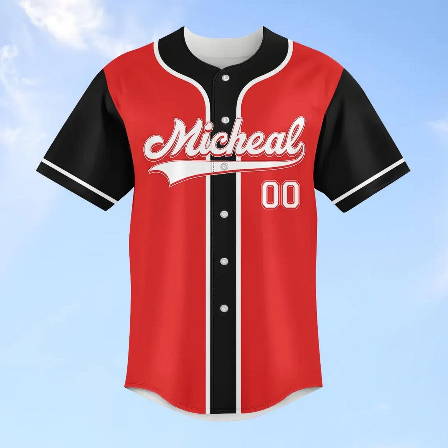 Custom Name Disney Mickey Mouse Black Red Baseball Jersey
