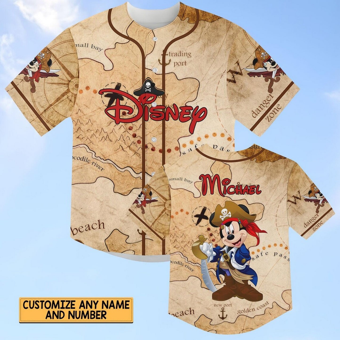 Disney Mickey Pirates Of Caribbean Baseball Jersey