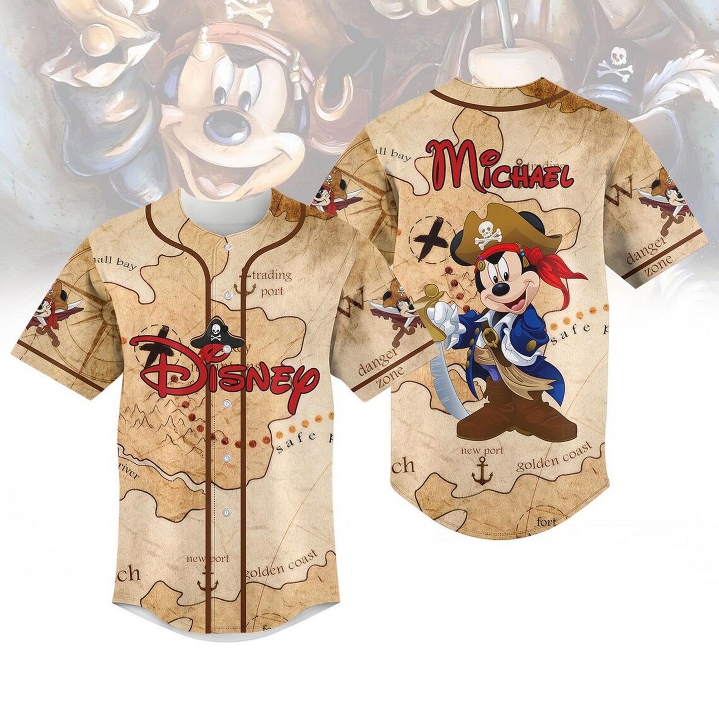 Disney Mickey Pirates Of Caribbean Baseball Jersey