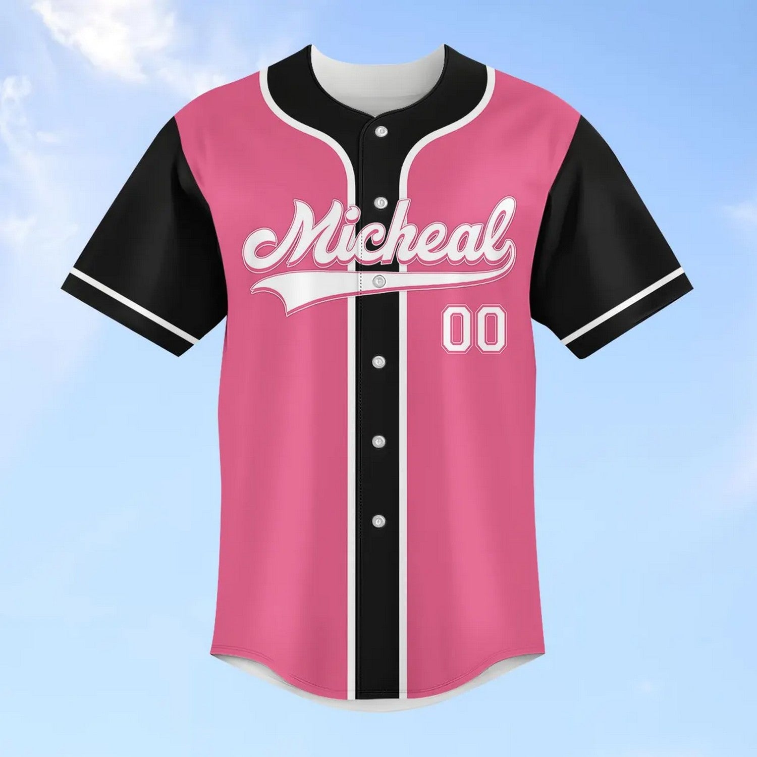 Custom Name Disney Minnie Mouse Black Pink Baseball Jersey