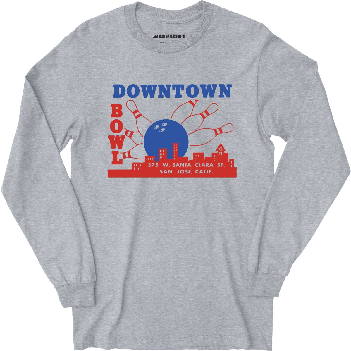 Downtown Bowl - San Jose, CA - Vintage Bowling Alley - Long Sleeve T-Shirt