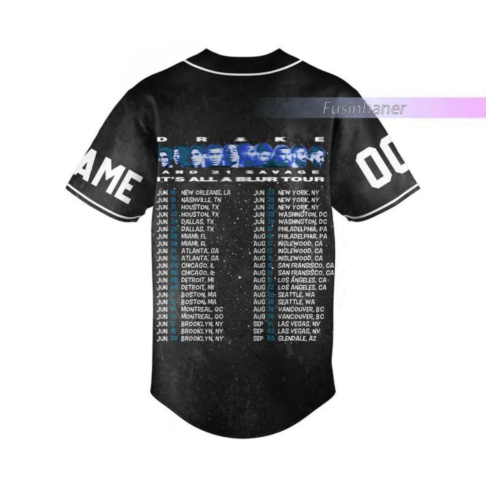 Drake 21 Savage Baseball Jersey All A Blur Tour Shirt 2023 Music Concert Merch - Aopprinter
