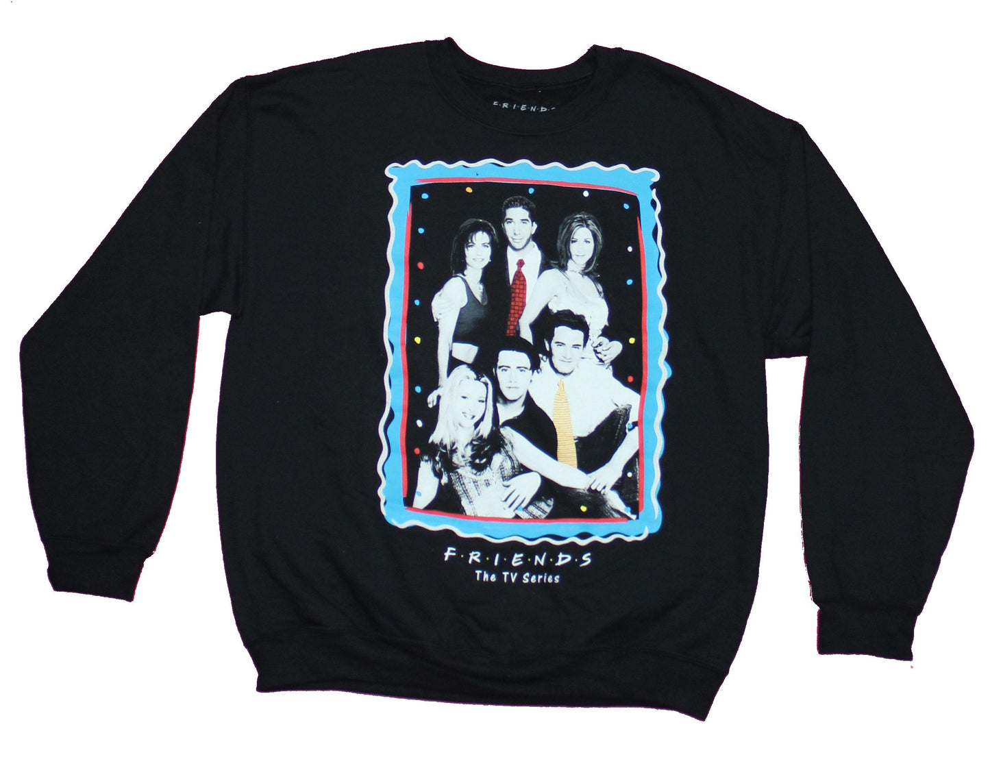 Friends TV Mens Crewneck Sweatshirt - Classic Blue Outlined Photo Group