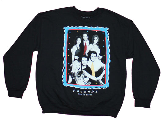 Friends TV Mens Crewneck Sweatshirt - Classic Blue Outlined Photo Group