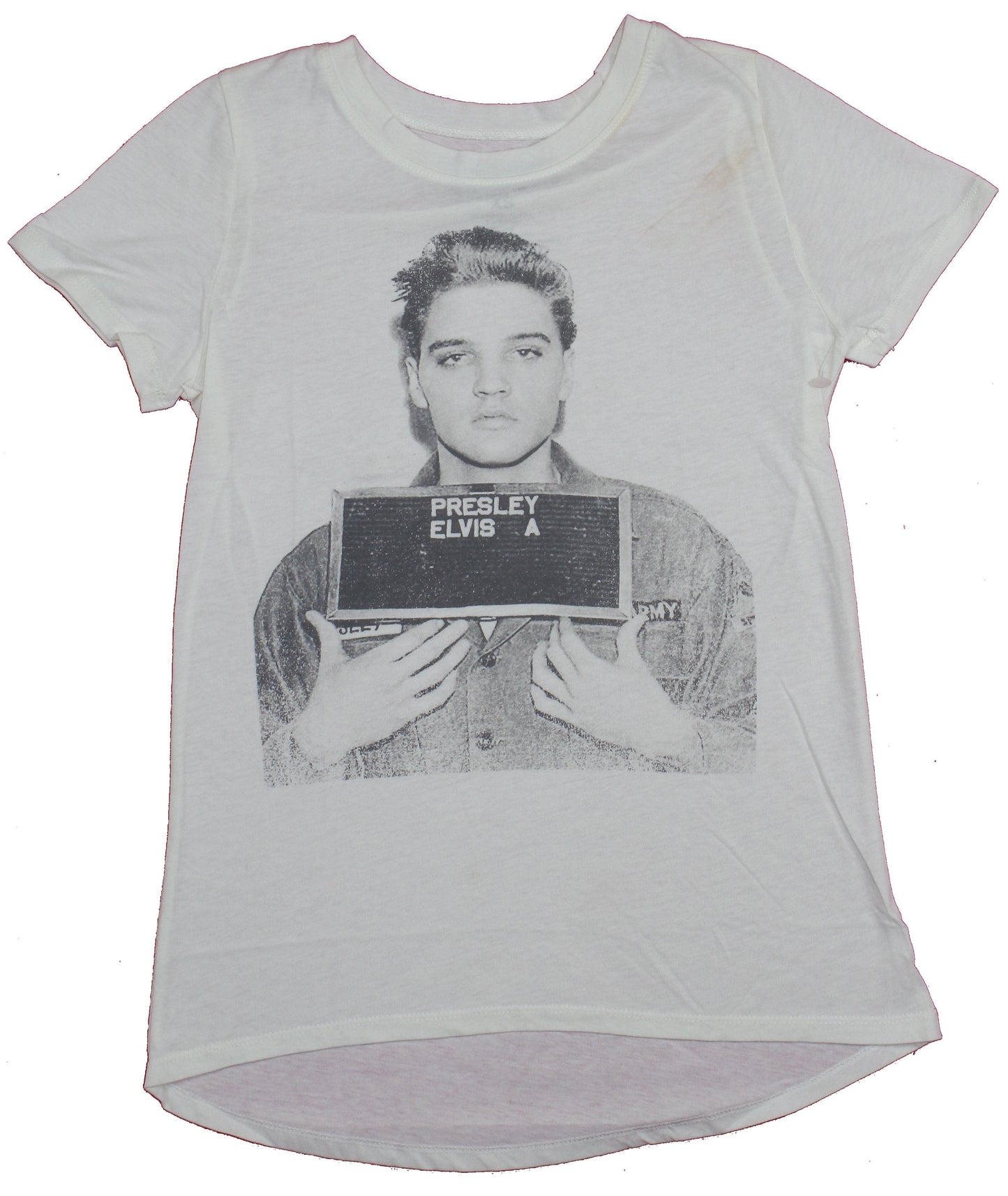 Elvis Girls Juniors T - Shirt - Classic Elvis Mugshot Image
