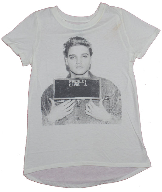 Elvis Girls Juniors T - Shirt - Classic Elvis Mugshot Image