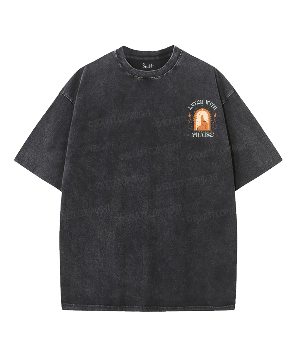Enter With Praise Double Sided Unisex Washed Christian T-shirt