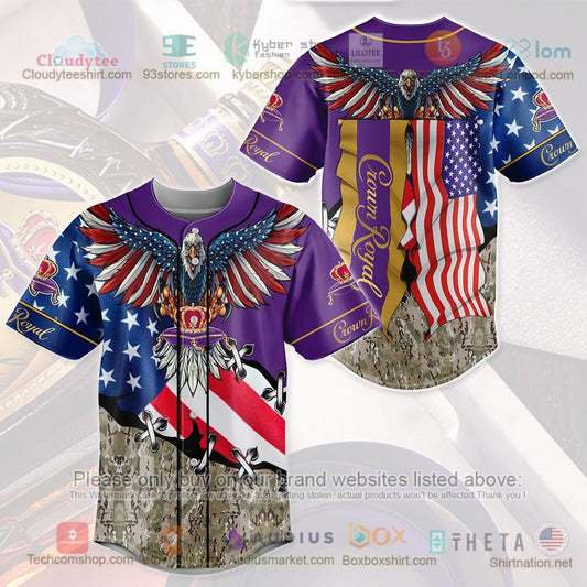 HOT Eagle United States Flag Crown Royal purple Baseball Jersey Shirt