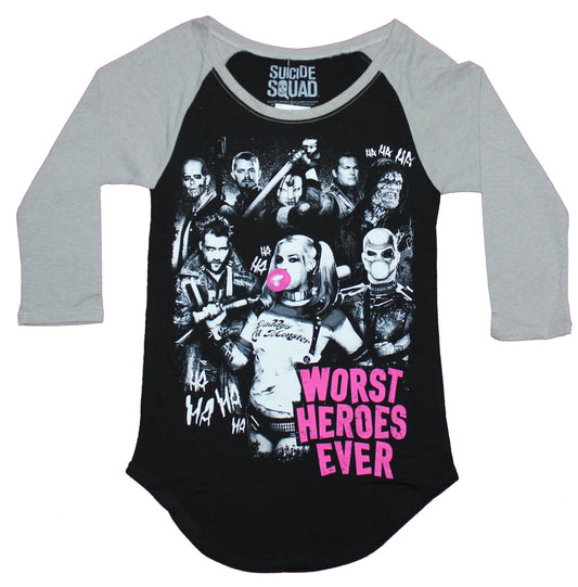 Suicide Squad Girls Juniors Ragland  T-Shirt - Worst Heroes Ever Movie Character Group