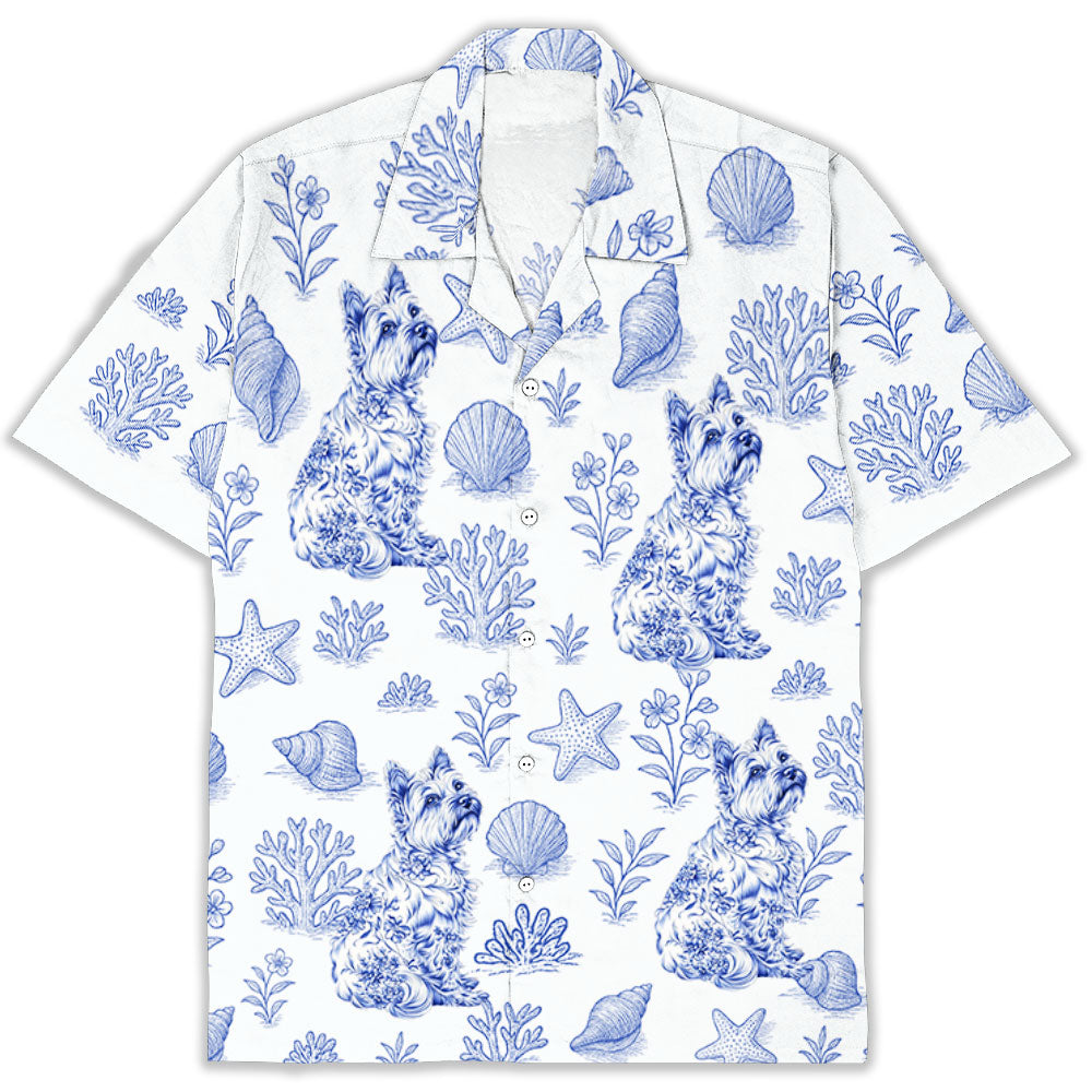 Blue Seashell And Dog - Personalized Custom Hawaiian Shirt