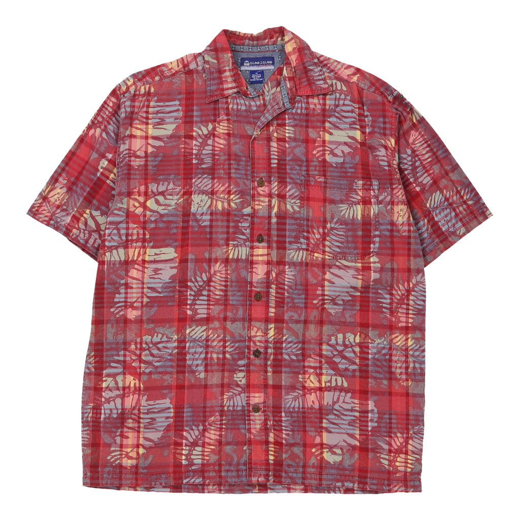 Island 2 Island Hawaiian Shirt - Medium Red Cotton