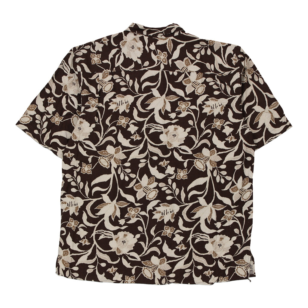 Vintage Silk Hawaiian Shirt - Large Brown Silk
