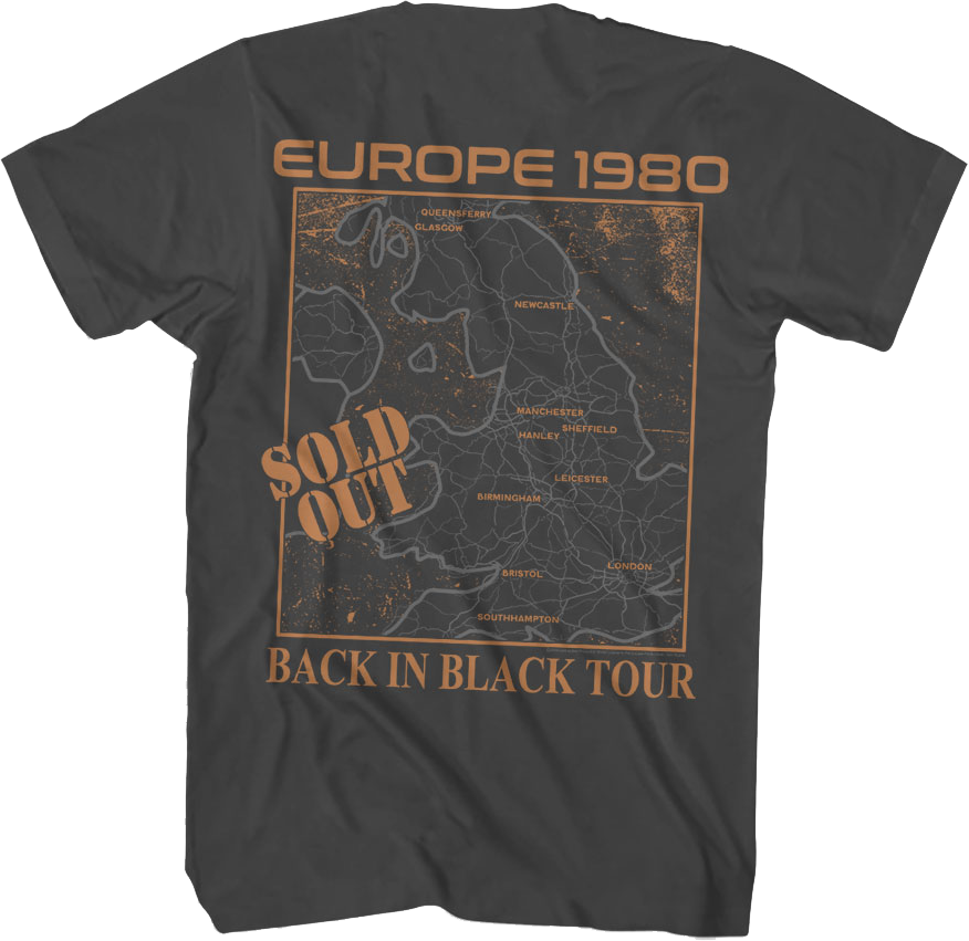 Europe 1980 Back In Black Tour ACDC T-Shirt