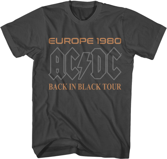 Europe 1980 Back In Black Tour ACDC T-Shirt