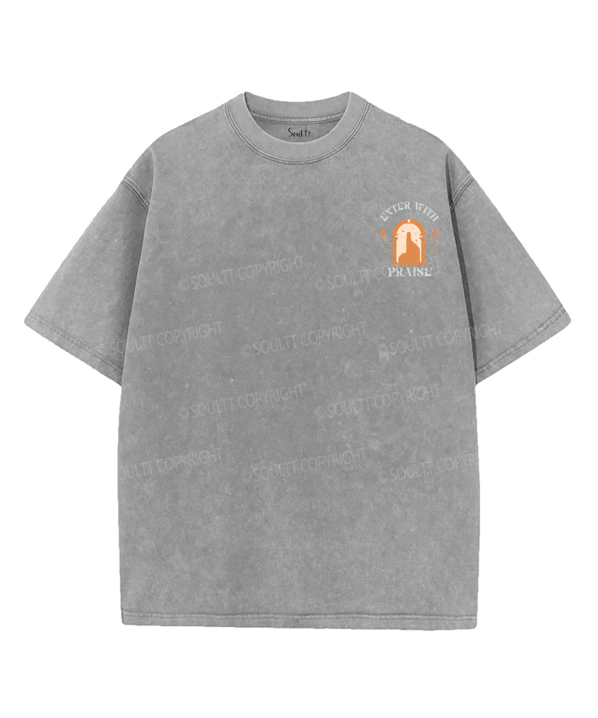 Enter With Praise Double Sided Unisex Washed Christian T-shirt