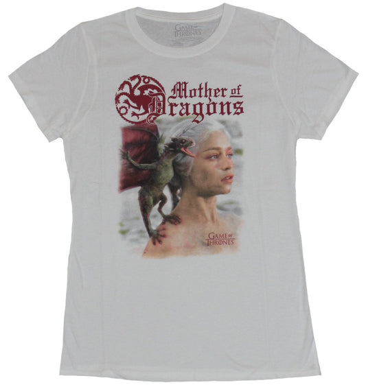 Game of Thrones Girls Juniors T-Shirt - Khaleesi Photo With Baby Dragon Image