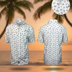 Fish Print Hawaiian Shirt Men's Cotton Button Down Ocean Sea Tropical Fishing Shirt