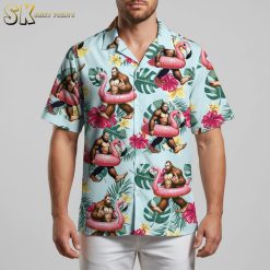 Hawaiian Flamingo Shirt Short Sleeve Button Down - Tropical Beach Shirt for Men & Women