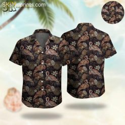 Pink Flamingo Hawaiian Shirt - Tropical Birds Button Down Short Sleeve Summer Beach Shirt for Men Women