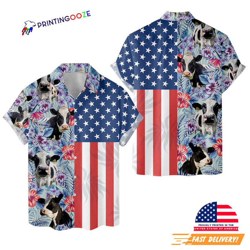 Colorful Flower Cow, Farm Lover Aloha Hawaiian Shirt