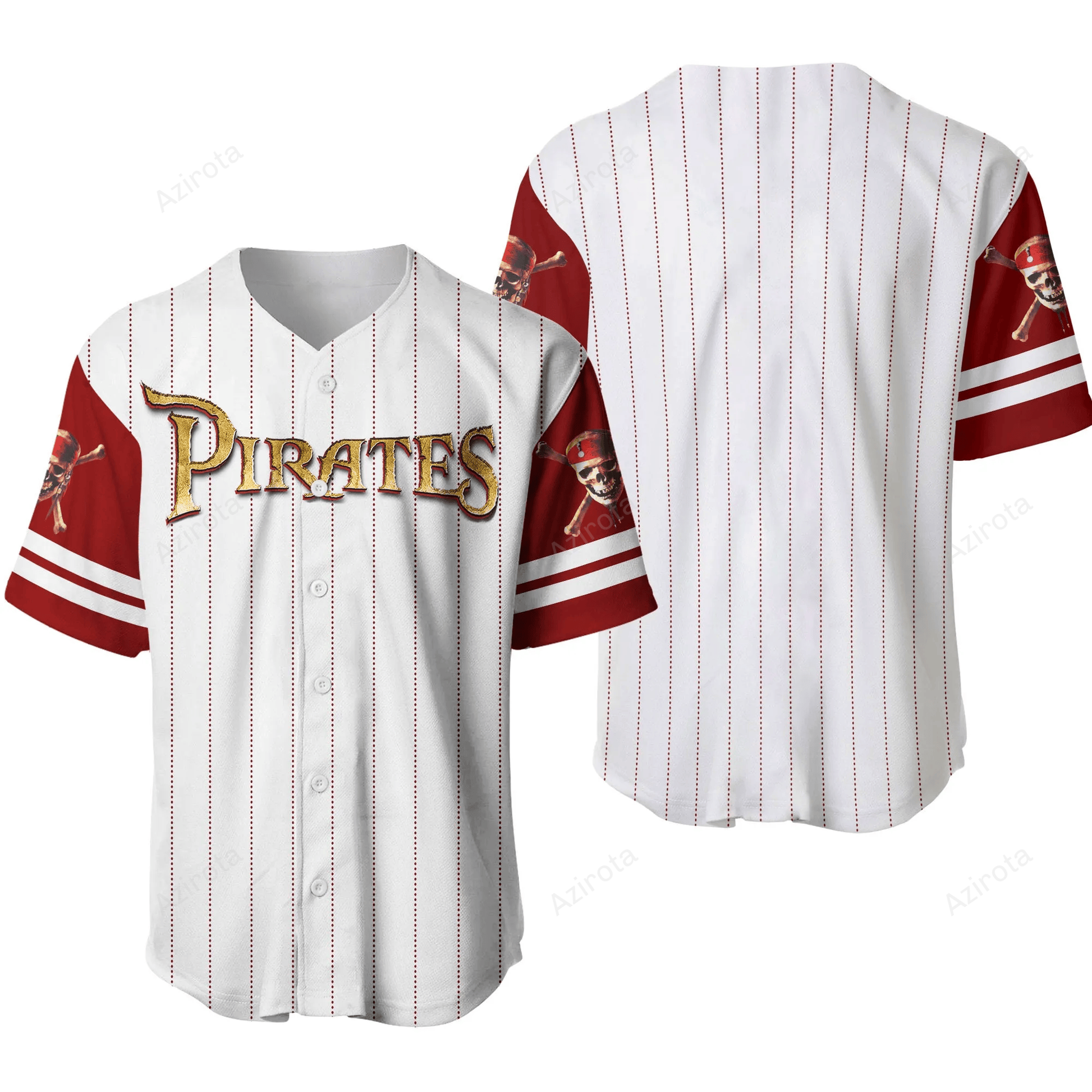 Pirate Of The Caribbean Skull Crossbones White Maroon Disney Unisex Cartoon Custom Jersey Personalized Baseball Jersey
