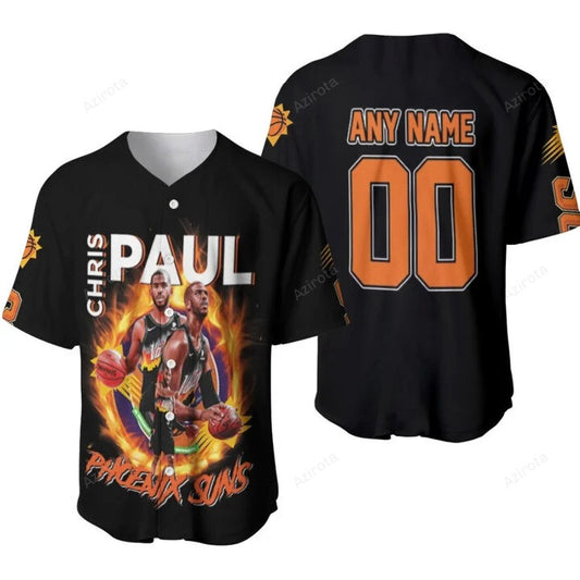 Phoenix Suns Chris Paul 00 Any Name Nba Players 3 D Personalized Baseball Jersey Nba Gift For Fans