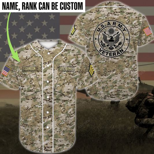 U.S Army Personalized Baseball Jersey 13