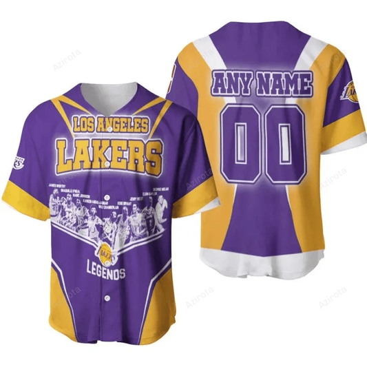 Los Angeles Lakers Legends Forever Champion Team Signatures Nba Personalized Baseball Jersey Nba Gift For Fans