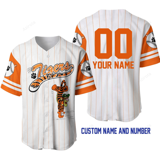 Tigger Tiger White Orange Disney Unisex Cartoon Graphic Casual Outfits Custom Personalized Baseball Jersey