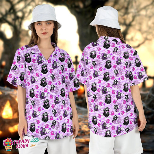 Ghostface Scream Halloween Call Hawaiian Horror Movie Aloha Top