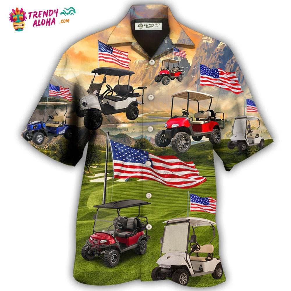 Golf Independence Day Club Car Hawaiian Shirt - Trendy Aloha