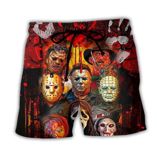 Halloween Horror Movie Characters Blood Scary Trendy Aloha Hawaiian Beach Shorts