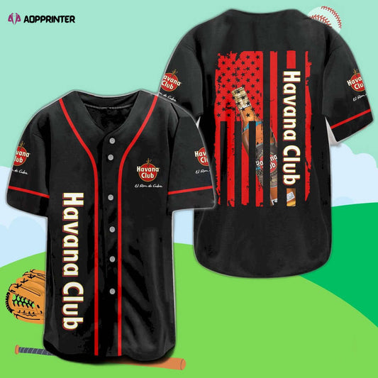 Havana Club American Flag Baseball Jersey: Stylish Patriotic Apparel - Aopprinter