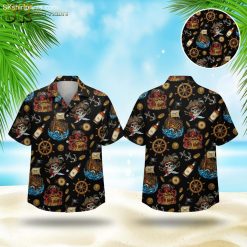 Black Pirate Hawaiian Shirt For Men Women - Skull Treasure Chest Design Summer Shirt